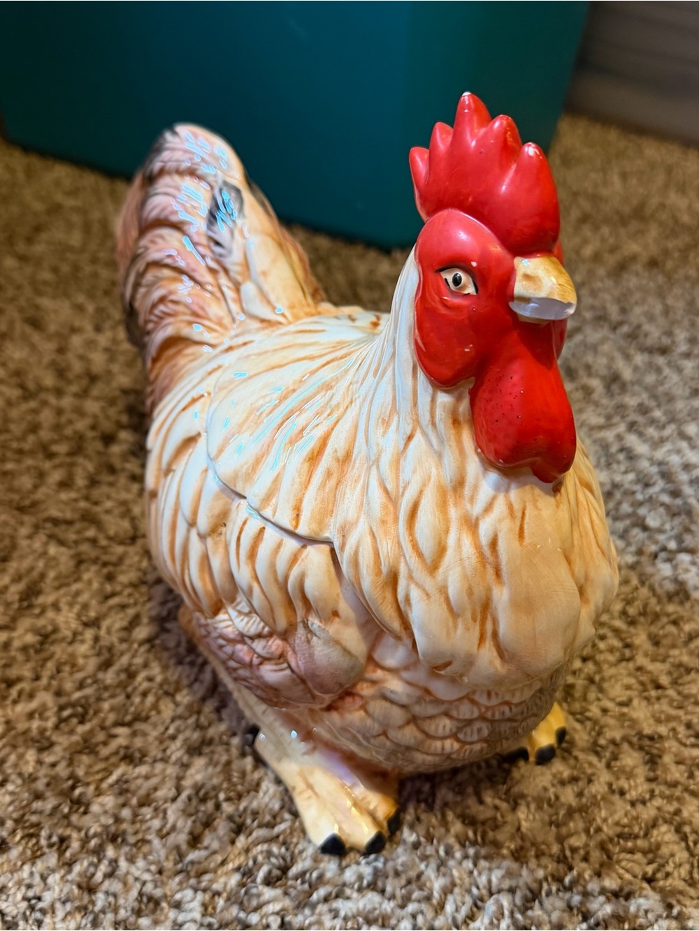 Amc Ceramic Hen Decorative cookie jar - Cream and Red